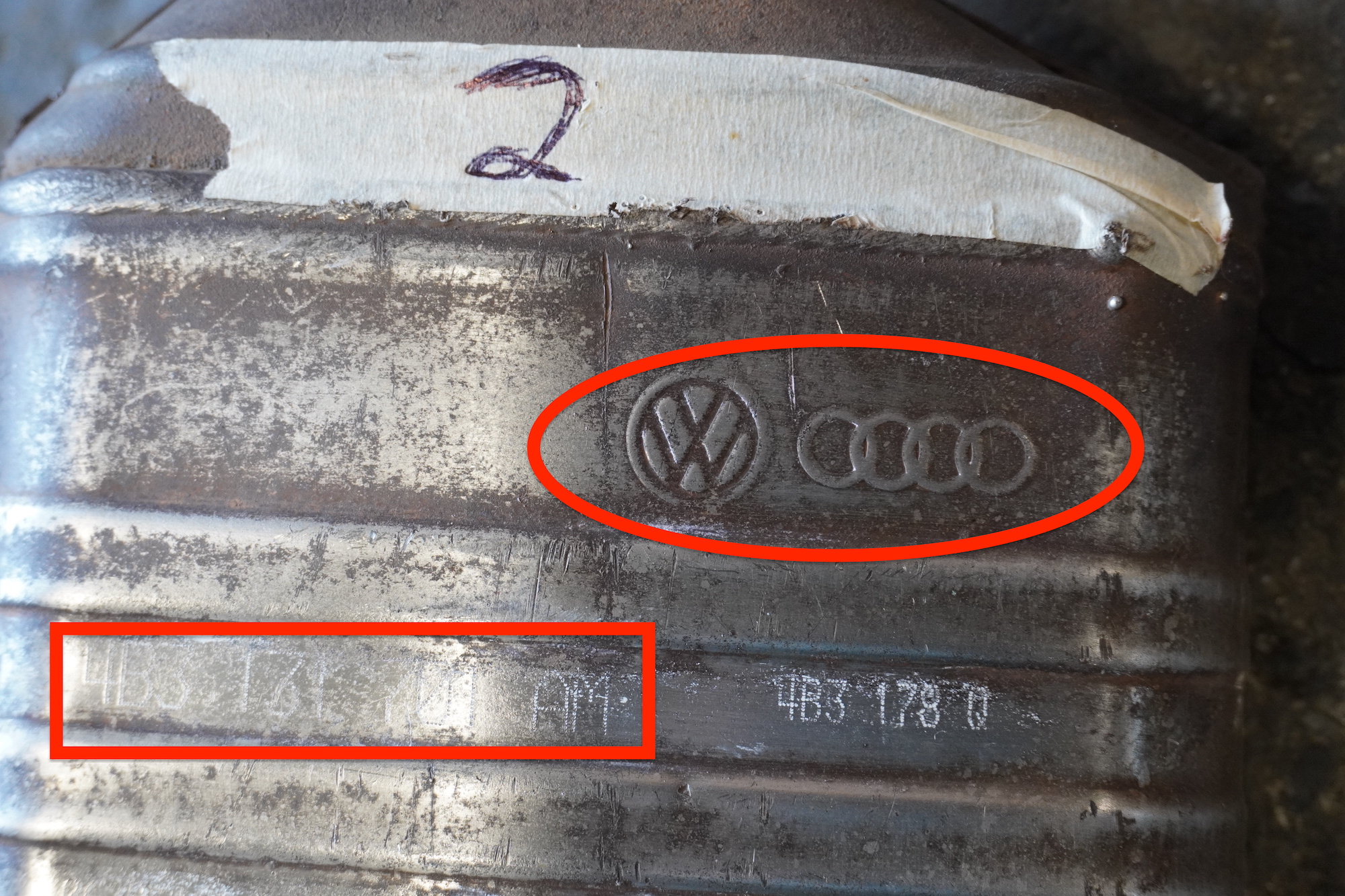 4B3 171 serial number on Volkswagon Audi catalytic converter